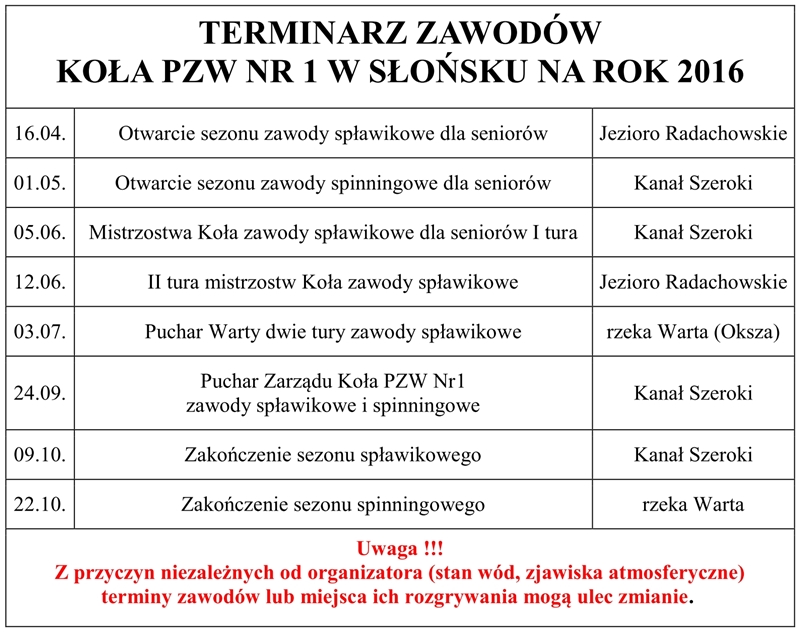 TERMINARZ ZAWODOWPZW12016